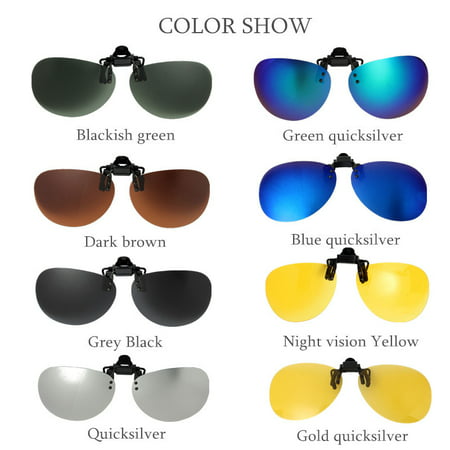 Fashion UV400 Polarized Sunglasses Clip-On Lens Clip Lenses Day Night Vision Flip Up Men Women Metal Eyewear For Outdoor Fishing Night-Driving