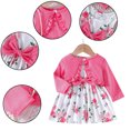 thumbnail image 3 of Esaierr Newborn Baby Girl Dress and Cardigan 2 Piece Girls Floral Print Sleeveless Dress + Solid Color Bow Long Sleeve Jacket Cardigan Set 3-24 Months, 3 of 7