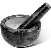 Tera Mortar and Pestle Set Marble Small Bowl Solid Stone Grinder Spice Herb Grinder Pill Crusher Black