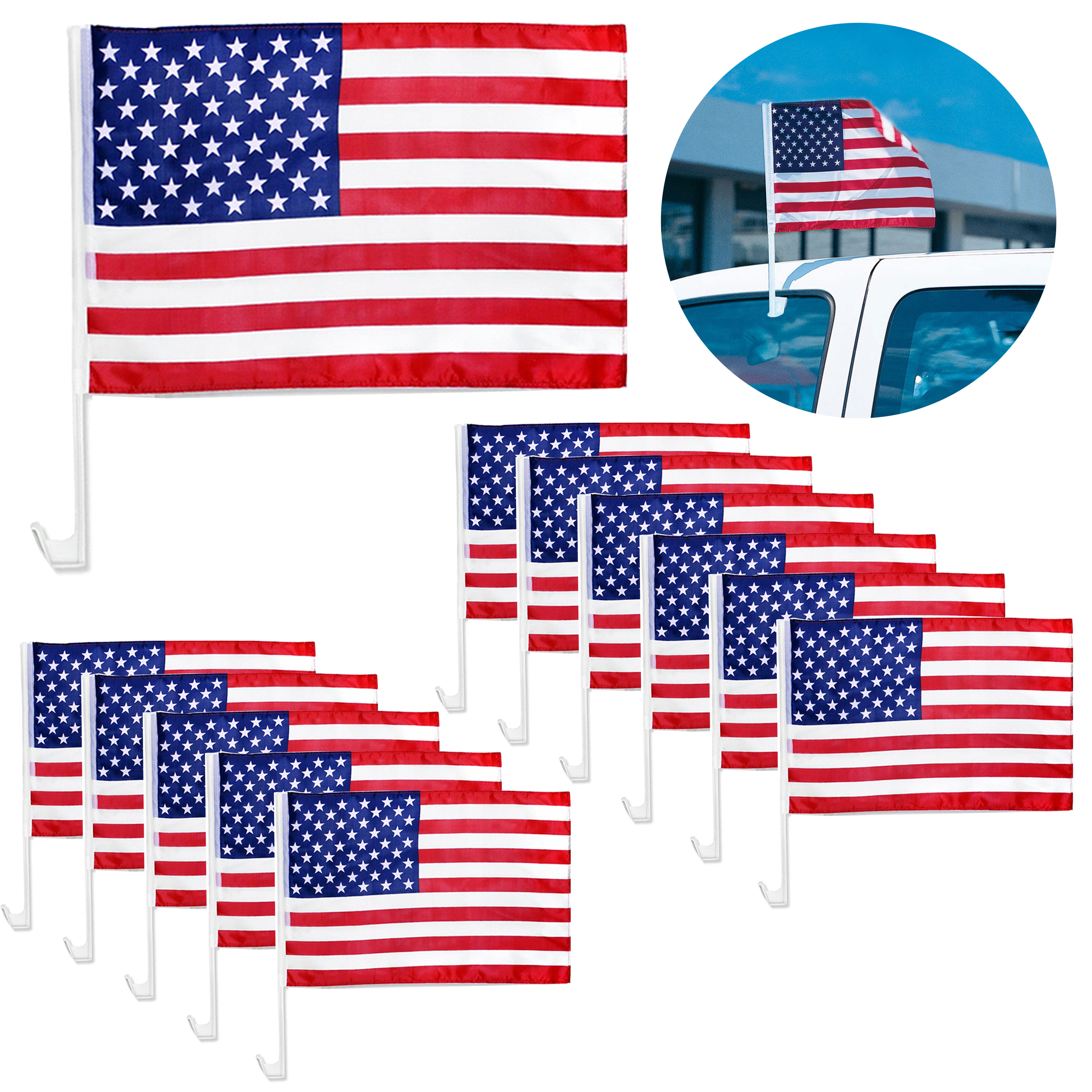 18" X 12" Patriotic Country Window Clip On Vehicle Flag United State Car Flag