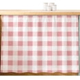 thumbnail image 2 of Pink Checkered Cabinet Curtains 28"W x 35"L, Farmhouse Buffalo Plaid Under Sink Skirt for Bathroom Vanity Kitchen Self Adhesive, Dust-Proof Privacy Curtain for Closet Shelves Laundry Room, 2 of 9