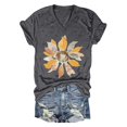 thumbnail image 3 of T-Shirts Élégants pour Femmes Manches Courtes Col en V avec Imprimé Floral pour Usage Quotidien, 3 of 3