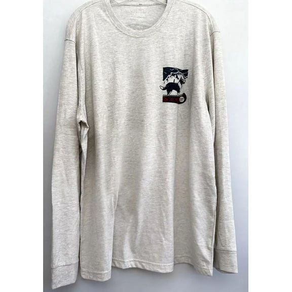 IZOD Men's Long Sleeve Saltwater Graphic T-Shirt, Oatmeal Heather, X-Large