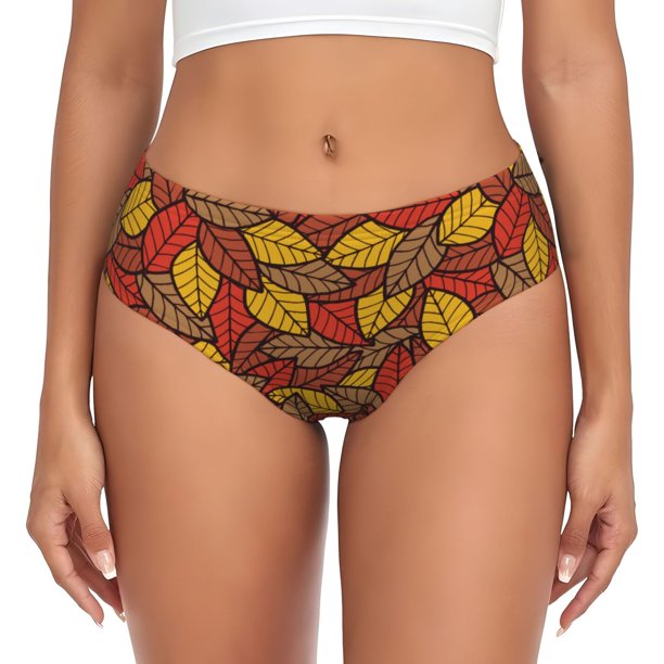 Fotbe Fall Leaves Calzones Estampados para Mujer – Ropa Interior de Algodón, Cómoda, Suave y Elástica-4X-Large