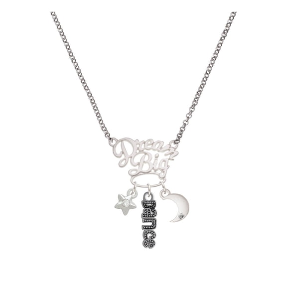 Delight Jewelry Silvertone Beaded ''Dance'' Silvertone Dream Big Pendant Necklace, 25"