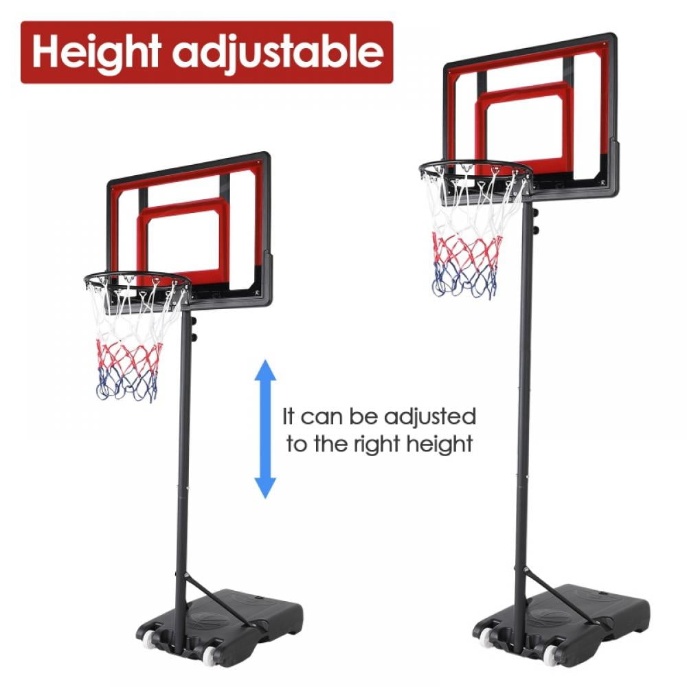 Nylon Net Portable Stand Backboard System W/2 Wheels & Fillable Base for Kids Youth Adult Indoor Outdoor DFDGBD Height-Adjustable 3.7-7.72 FT Basketball Hoop & Goal Multicolor Weather-Resistant 