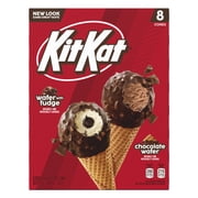 Kit Kat Frozen Dairy Dessert Cones, Wafer with Fudge & Chocolate Wafer, 8 Count