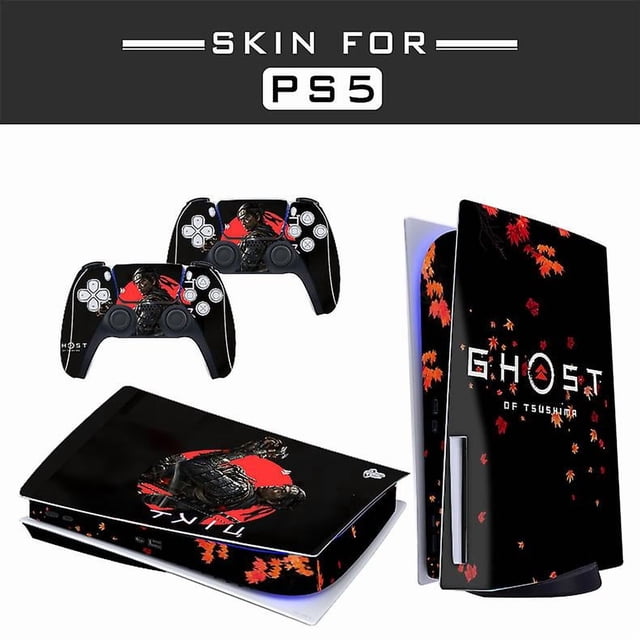 Adhesive Skin - Compatible For Ps5 Cover To Customize The Console - Removable Vinyl Film - Matte Satin Hd Quality (disk,ghost Of Tsushima05