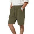 thumbnail image 2 of Dwellite Mens Casual Sweat Cargo Shorts Drawstring Elastic Waist Athletic Workout Gym Jogger Short with Pockets Army Green XL, 2 of 5