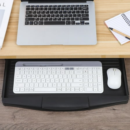 UEETEK Sliding Under Desk Keyboard Tray Black PP 1Set Back to School