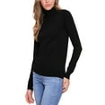 thumbnail image 4 of INSPIRE CHIC Mock Neck Sweater for Women's  Long Sleeve Ribbed Knit Pullover Top M Black, 4 of 6