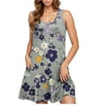 thumbnail image 2 of UPPADA Women Summer Casual Sleeveless Midi Dress Floral Print Pleated Tank Dresses Crewneck Loose Fit Boho Sundress Flare Tank Dress with Pockets Clothes Under $5.00 Multicolor,S, 2 of 5