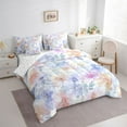 thumbnail image 3 of Homewish Watercolor Graffiti Floral 7-Piece Twin Bedding Sets,Spring Natural Theme Bedding Comforter Set,Blue Orange Pink Sheet Sets For Girls Boys,Luxury Bedroom Decor Reversible, 3 of 8