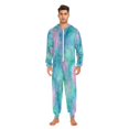 thumbnail image 3 of 1 Piece Adult Onesie Pajamas Cozy & Loose-Fit Sleepsuit Loungewear with Pockets Tie-dye Dandelions Pattern X-Small, 3 of 7