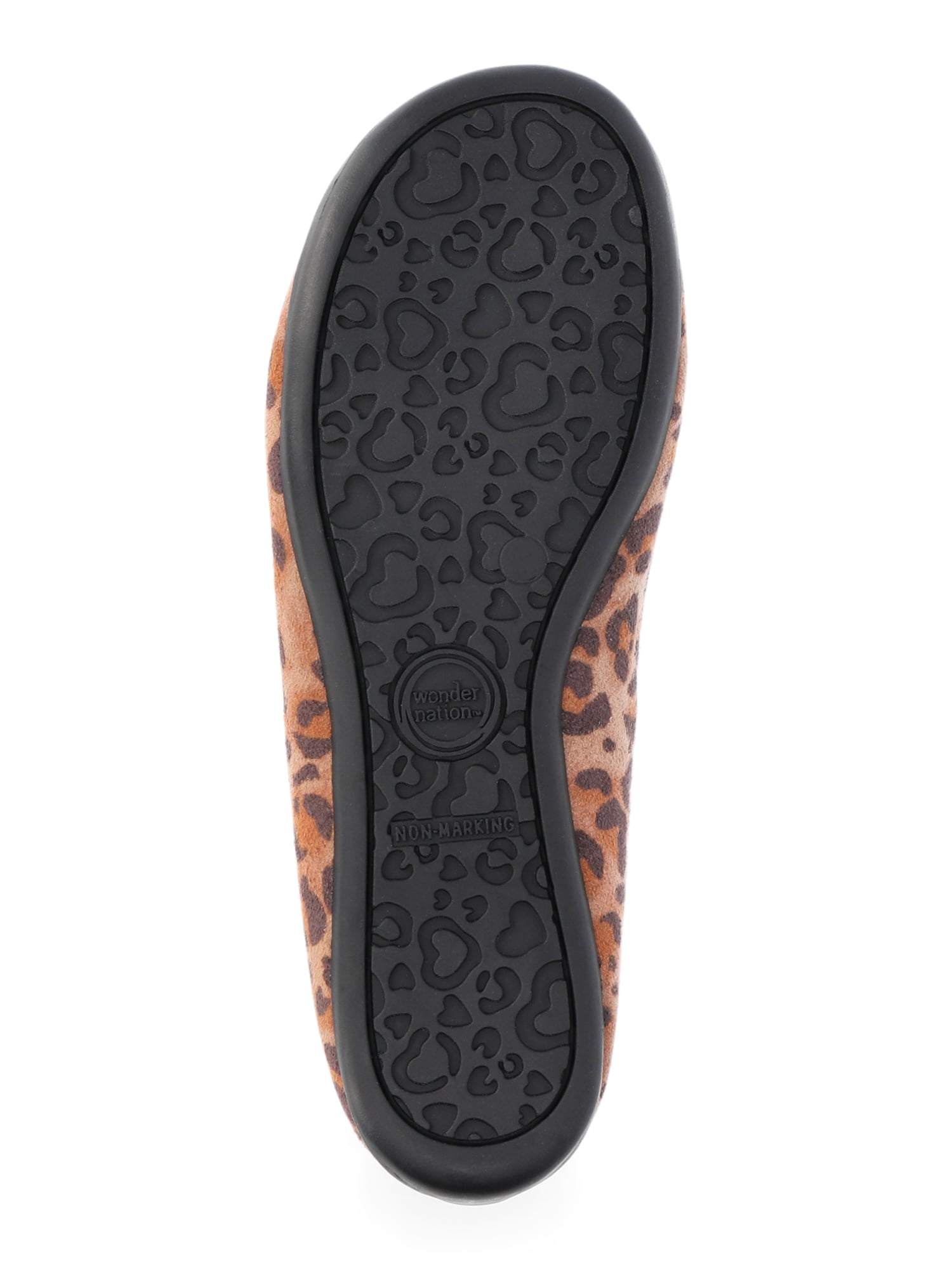 Wonder Nation Little Girls and Big Girls Leopard Bow Ballet Flat Shoes