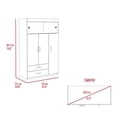 thumbnail image 3 of Depot E-Shop Indiana Armoire with 3 Cabinets, 2 Drawers, 5 Interior Shelves, and Hanging Rod, White, 3 of 9