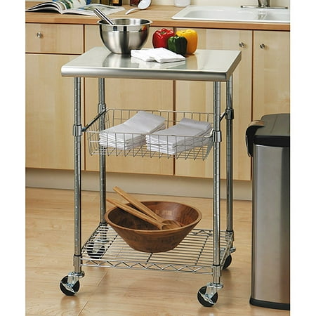 seville classics stainless steel top kitchen cart - walmart seville classics stainless steel top kitchen cart - walmart