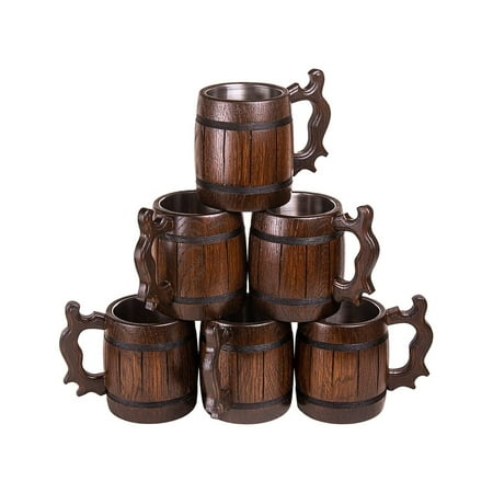 

Set of 6 Handmade Wooden Beer Mug of Wood Eco Friendly Great Gift Ideas