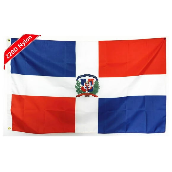 TRAHOO-Dominican Republic Flags 3x5FT,Heavy Duty 220D Nylon Flag, Vivid Colors,Dominican National Flags Banners with 2 Brass Grommets for Indoor Outdoor. (Dominican, 3x5)