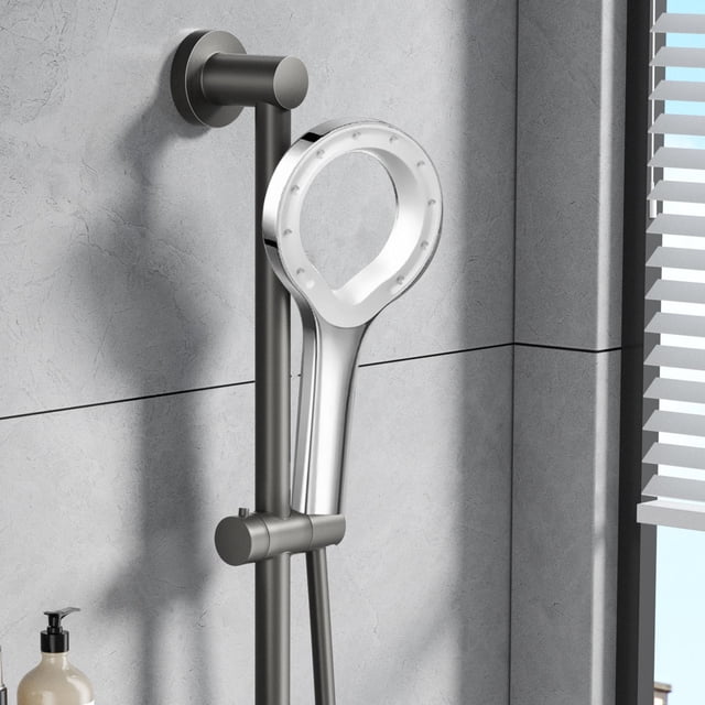 Cabezal de ducha de alta presión, ajuste universal, alto ahorro de agua, adaptador de 1/4'', forma redonda, presurizado para baño de hotel. plata
