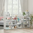 thumbnail image 3 of Spaco 6 Cubes Ladder Shelf Corner Bookshelf Storage Bookcase-White, Tall Bookshelf, Shelves for Living Room, Home Office, Bedroom, Balcony, 3 of 11