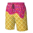 thumbnail image 6 of Uemuo Red Ice Cream Pattern Men's Swim Trunks Hawaiian Beach Bathing Suit Swimsuits Beach Quick-Dry Shorts with Pockets-Small, 6 of 9