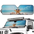 thumbnail image 2 of FUIALDOLG Funny Beach Starfish Car Sun Shade Cover Foldable Car Windshield Sun Shade Block UV Rays Heat Keep Vehicle Cool for Cars SUV Off-road Vehicle Trucks 52.95"x16.14", 2 of 7