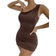 thumbnail image 1 of Jumpingount Vestido de tirantes finos informal para mujer, vestido veraniego con cuello Irregular, ropa de verano para vacaciones en la playa y discoteca Vestidos Café L Jumpingount AP010938-09, 1 of 6