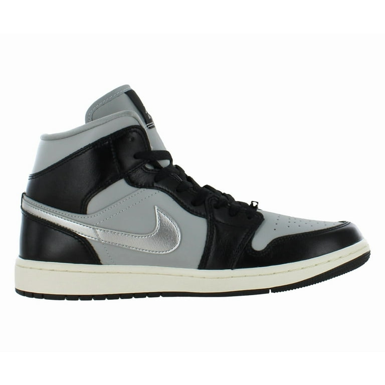 Nike Air Jordan 1 Mid SE, Black Metallic Silver, Women's Size 7