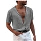 thumbnail image 1 of Blusa de Manga Corta de los Hombres Turndown Collar Botón Superior, Ligero Y Casual Mangas de Mano para los Hombres, 1 of 5