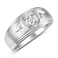 thumbnail image 3 of RYLOS Men's Rings Sterling Silver Classic 8X6MM Oval Gemstone &  Diamond Ring White Topaz April Birthstone Rings For Man Silver Rings Size 9, 3 of 7