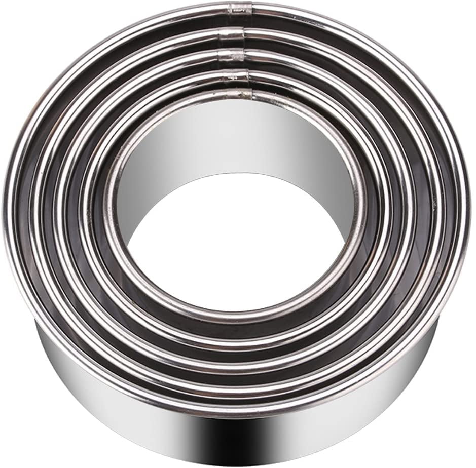 Windfall 5 Pieces Round Cookie Biscuit Cutter Set,Circle Pastry Cutters