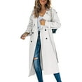 thumbnail image 2 of Tiqkatyck Trench Coat Women's Trench Coat Long Double Breasted Fall Fashion 2023 Classic Lapel Slim Overcoat Outerwear with Belt Plus Size Tops Clearance Long Sleeve Tops White L, 2 of 5