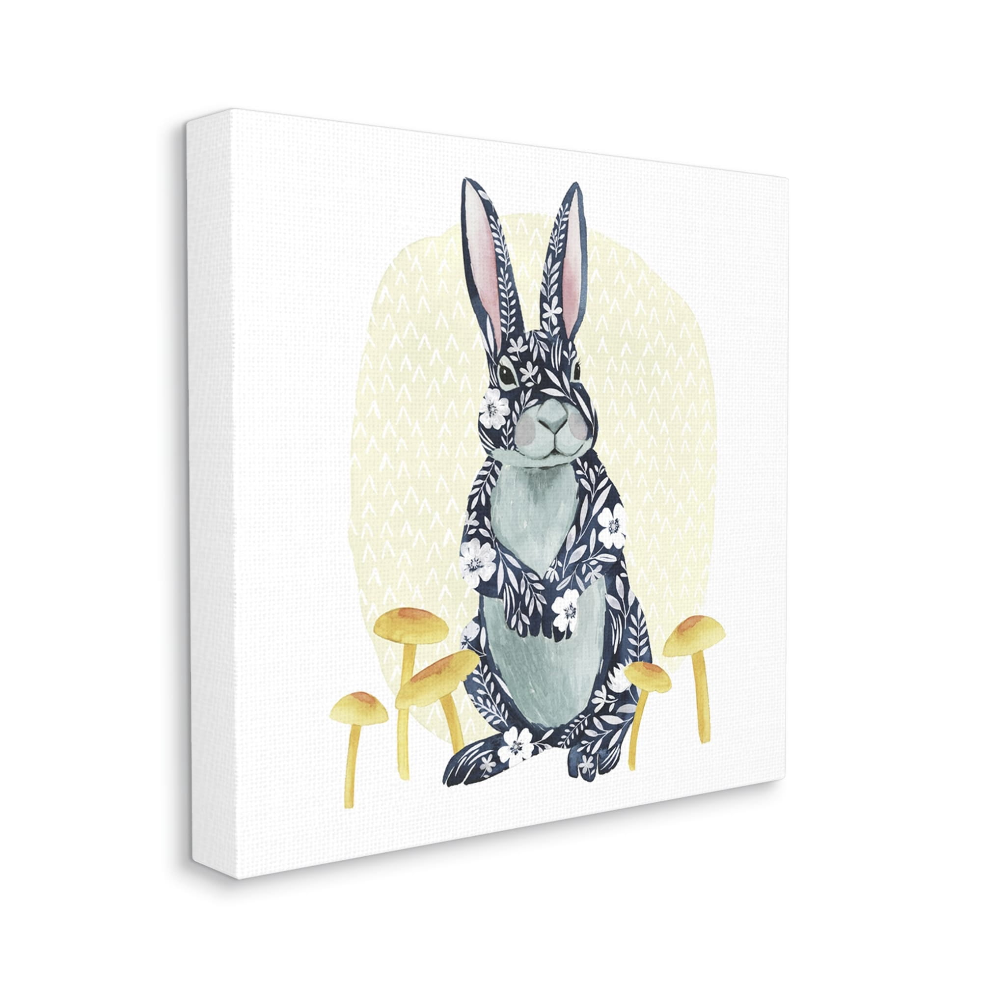 Stupell Industries Floral Rabbit & Mushrooms Animals & Insects Painting Gallery Wrapped Canvas Print Wall Art