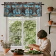 thumbnail image 6 of Texas Star Brown Rod Pocket Curtain Valance, Vintage Farm Barn Blue Wooden Texture Farmhouse Window Valance for Living Room, Bedroom, Kitchen 60"W x 18"L, 6 of 9