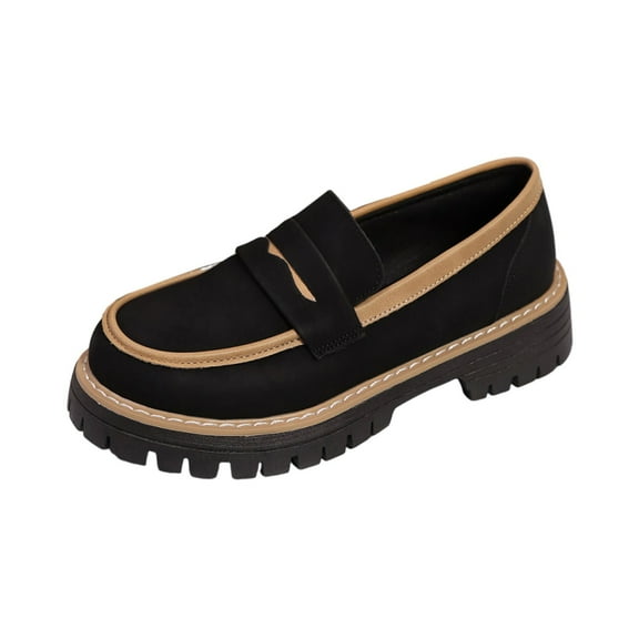 Black Women Fashion Color Matching Round Toe Loafers For Spring Summer Casual Outdoor Indoor Comfort Footwear With Lightweight Construction And Secure Fit