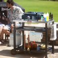 39.5 in. 3Shelf Stainless Steel Movable Outdoor Food Prep Table Grill