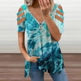 thumbnail image 2 of Out There in The Ocean Womens Summer V Neck Zipper Top Short Sleeve T Shirt Off Shoulder Top Casual Classy Loose Shirts, 2 of 7