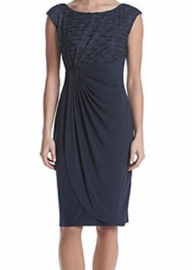 connected apparel faux wrap dress