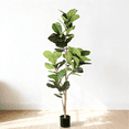 thumbnail image 5 of 6FT Artificial Fiddle Leaf Fig Tree, Real Touch Faux Green Plant with Black Plastic Pot for Indoor Decor, 5 of 18