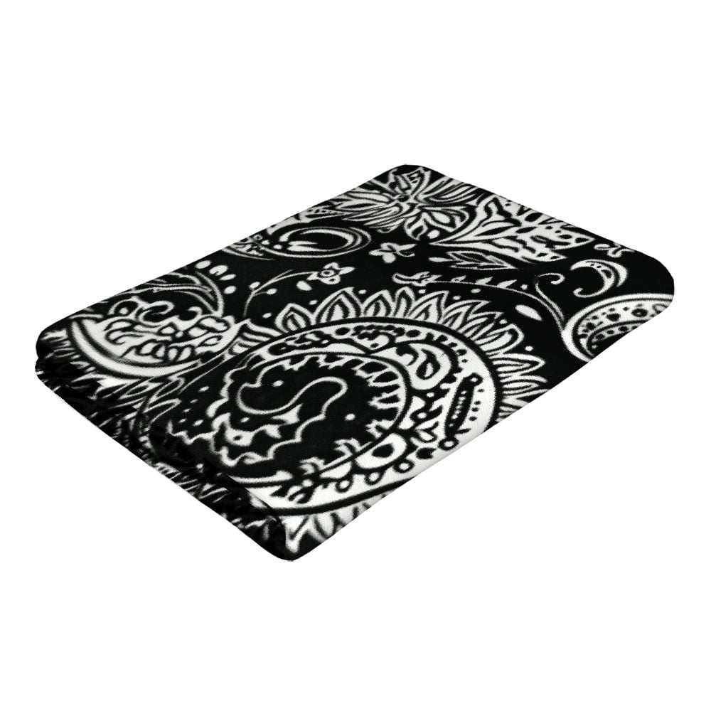 PHYHOO Black and White Indian Paisley Patterns Beach Towel, Sand Free Microfiber Beach Blanket, Quick Dry Absorbent Bath Towels for Swimming Pool, Camping, Picnic, Yoga Gym Sports 30x60in