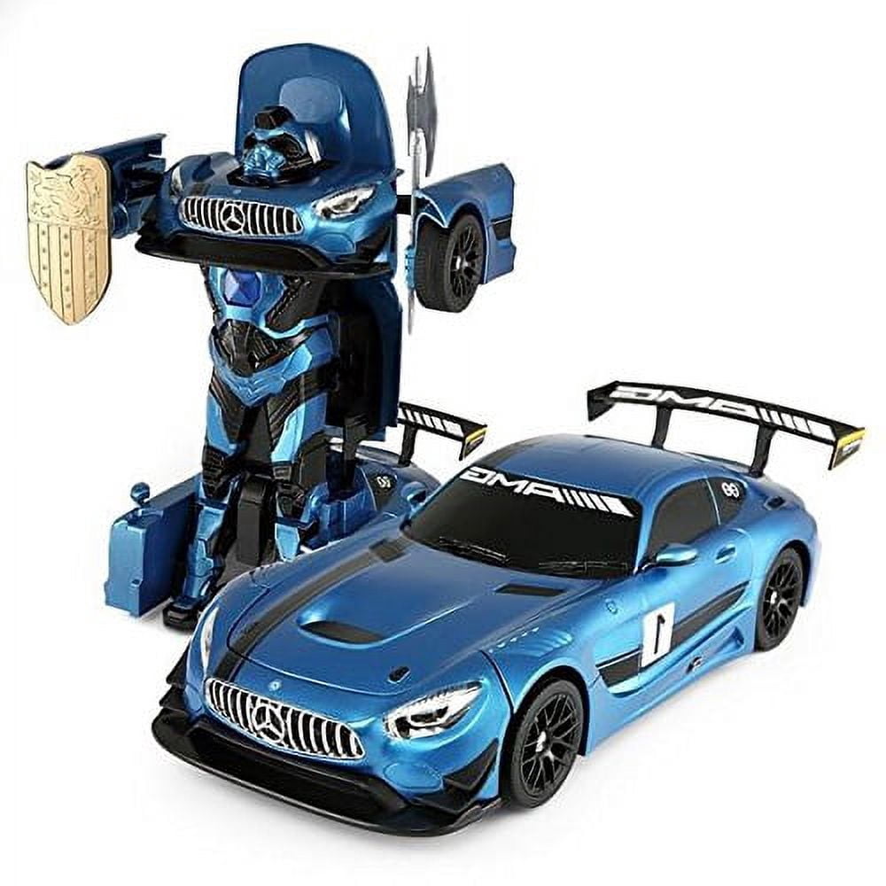 PlayWorld Robotic Revolution 1:14 RC Remote Control MeRC Remote Controledes-Benz GT3 2.4ghz Transformer Dancing Robot Car - Blue