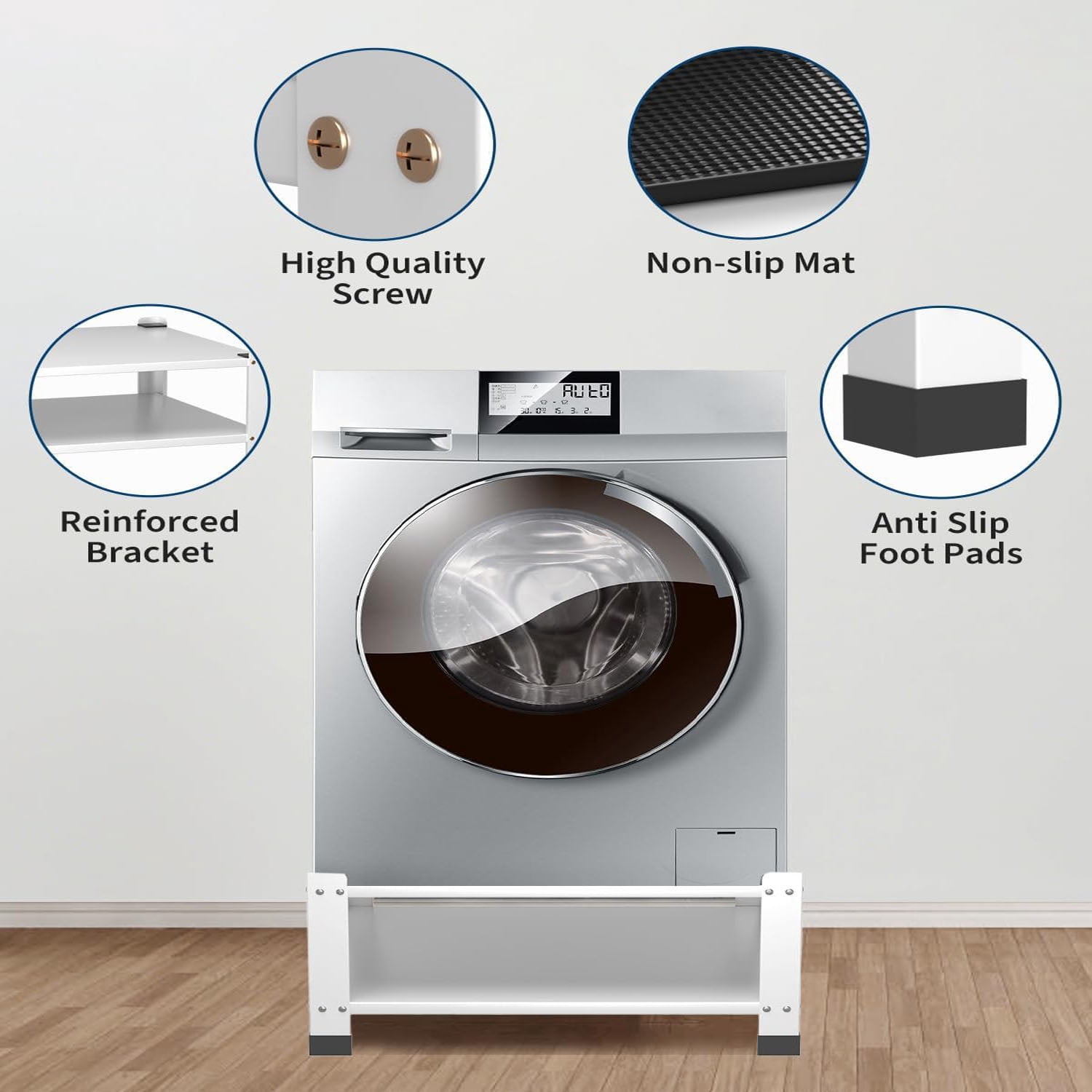 Gaderth Washer Dryer Pedestal With Storage Shelf, Washer and Dryer Pedestals 28.3 x 28.3 x 14 in, Washing Machine Pedestals Stand 800 lb Capacity Carbon Steel Laundry Pedestals, White