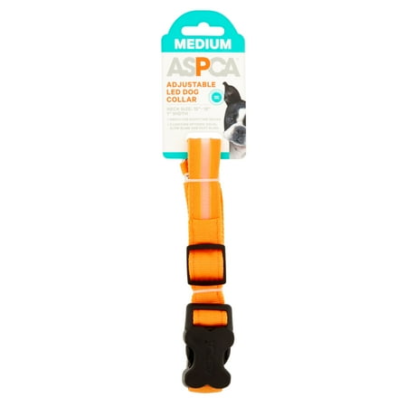 ASPCA Adjustable Led Collars Dog Collar  Medium  Orange
