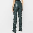 thumbnail image 5 of Women Leather Ruched Low Waist Skinny Pants Stacked Leggings Tights Party E Girl Streetwear Casual Elastic High Waisted Straight Leg Pull On Trousers, 5 of 7