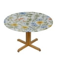 thumbnail image 3 of ONETECH  Blue Yellow Floral Leaf Round Table cover Summer Spring Wildflower Table Clothes Watercolor Flowers Table cover Washable Circle Table Cover for Picnic Dining Room Home Outdoor Decor, 3 of 7