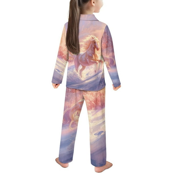 SCRAWLGOD Horse Pajamas Boys Size 11-12 Long Sleeve Pjs for Girls
