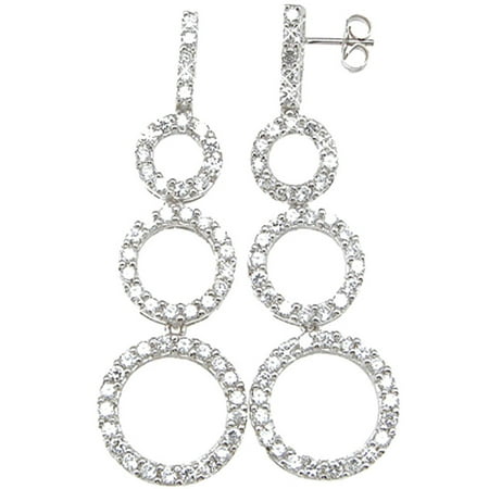 Plutus Brands Sterling Silver Rhodium Finish Brilliant Plutus Sterling Silver Rhodium Finish Brilliant Tiffany Style Pave Earrings