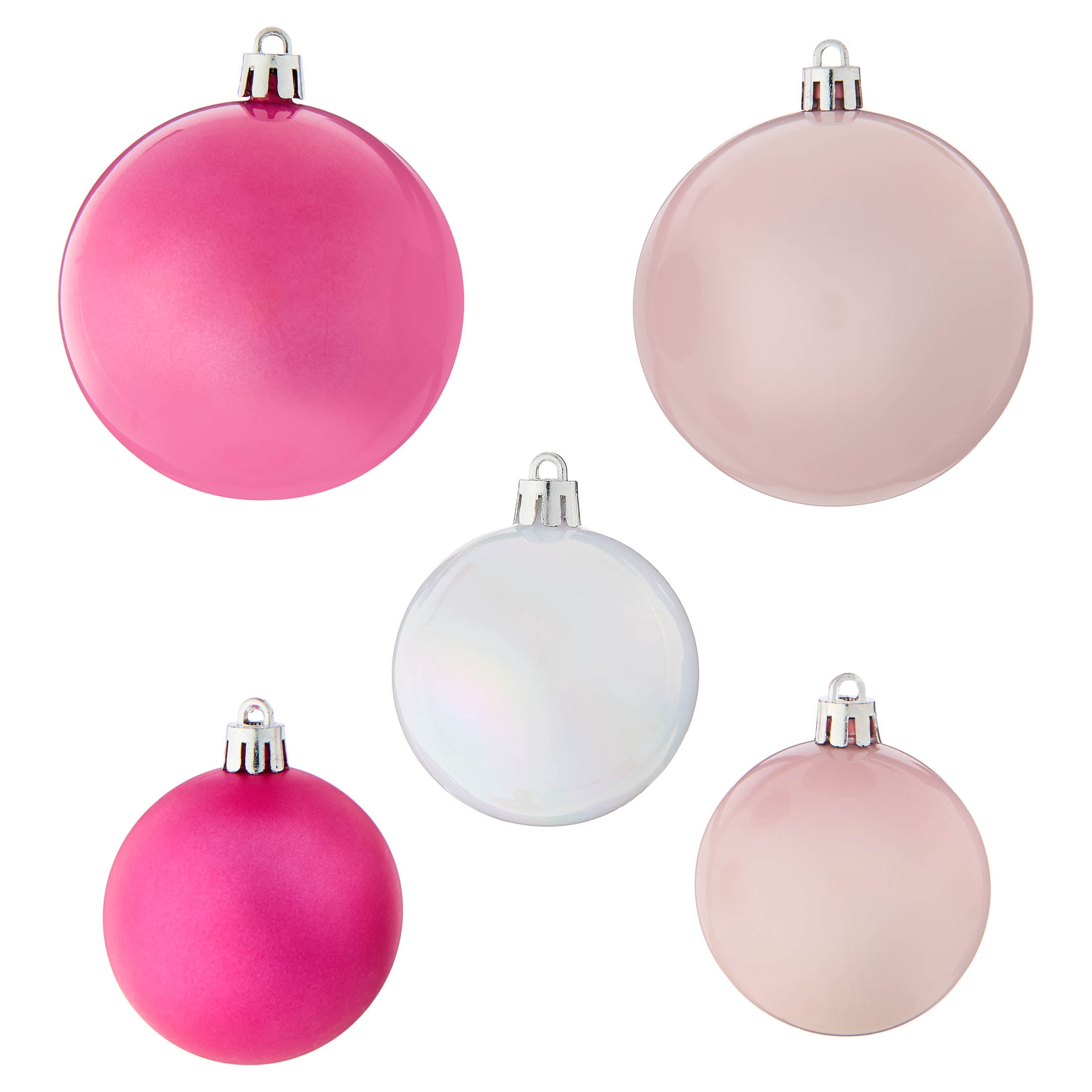 75-Count Pink Ball Shatterproof Christmas Ornaments, by Holiday Time