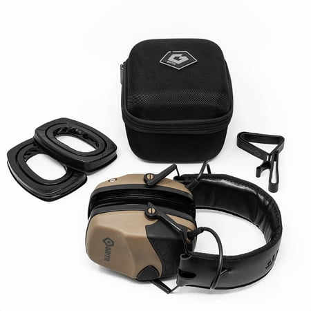 GRITR Electronic Hearing Protection, Earmuffs for Noise Reduction, FDE